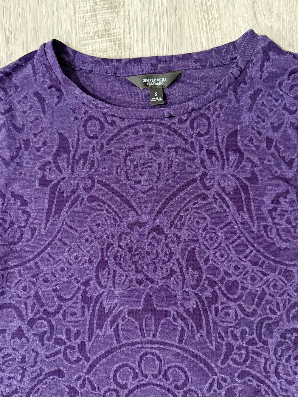 Simply Vera Vera Wang Deep Purple Textured Short-Sleeve Tee - Picture 3 of 3